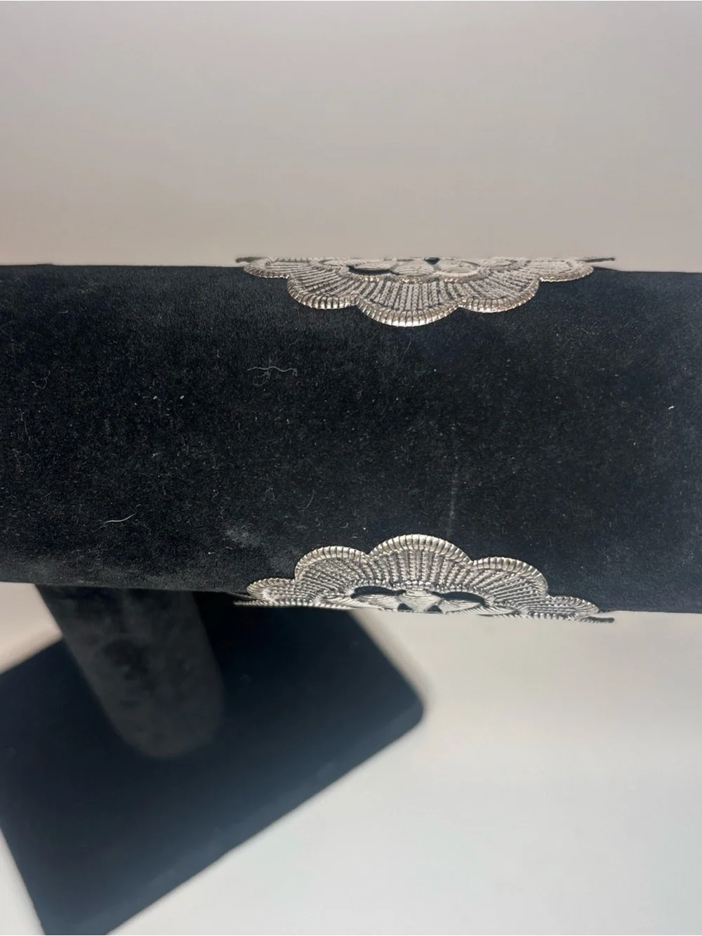 Vintage Silver Tone‎ Floral Filigree Cuff Bracelet Purple Enamel Wide Boho